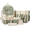 Fashionable And Lovely Plaid Backpack - Five-piece Set - Casual Simple Backpack - For Women - Suitable for School, Travel, Everyday Use - Perfect Gift for Teen Girls