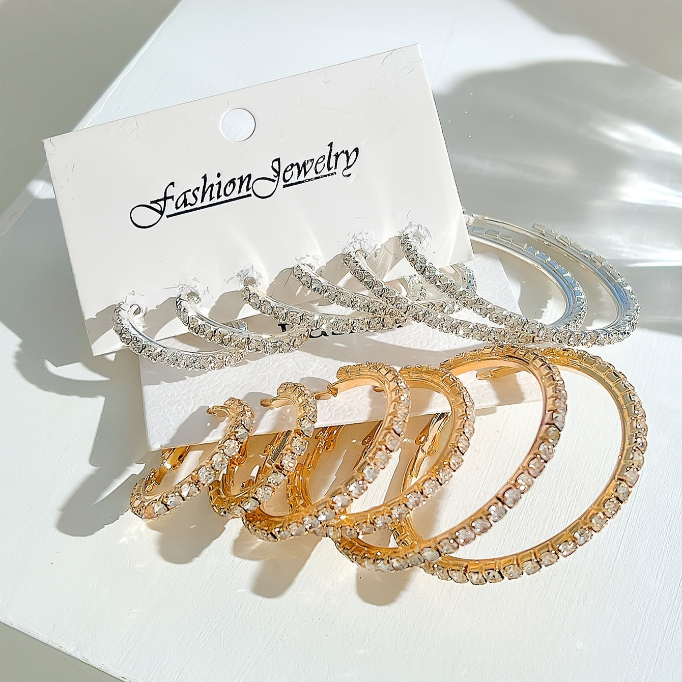 12pcs Women's Elegant & Sexy Hoop Earrings Set, Rhinestone Embellished, Alloy with Stainless Steel Post, Versatile for Daily Wear & Special Occasions, Perfect Valentine'S Day Gift - All Seasons Jewelry Collection