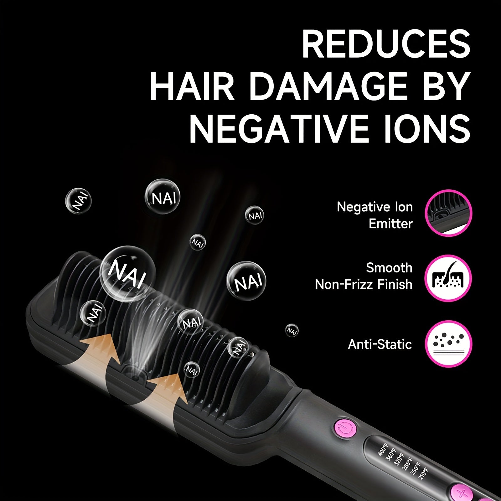 Hair Straightener Brush, Ionic Hair Straightening Brush Flat Iron For Women, Anti-Scald Straightening Comb Fast Heating For Home Salon, Precise Temperature Control And Heats Up Fast, Auto Shuts Off, Christmas, Happy Holidays,