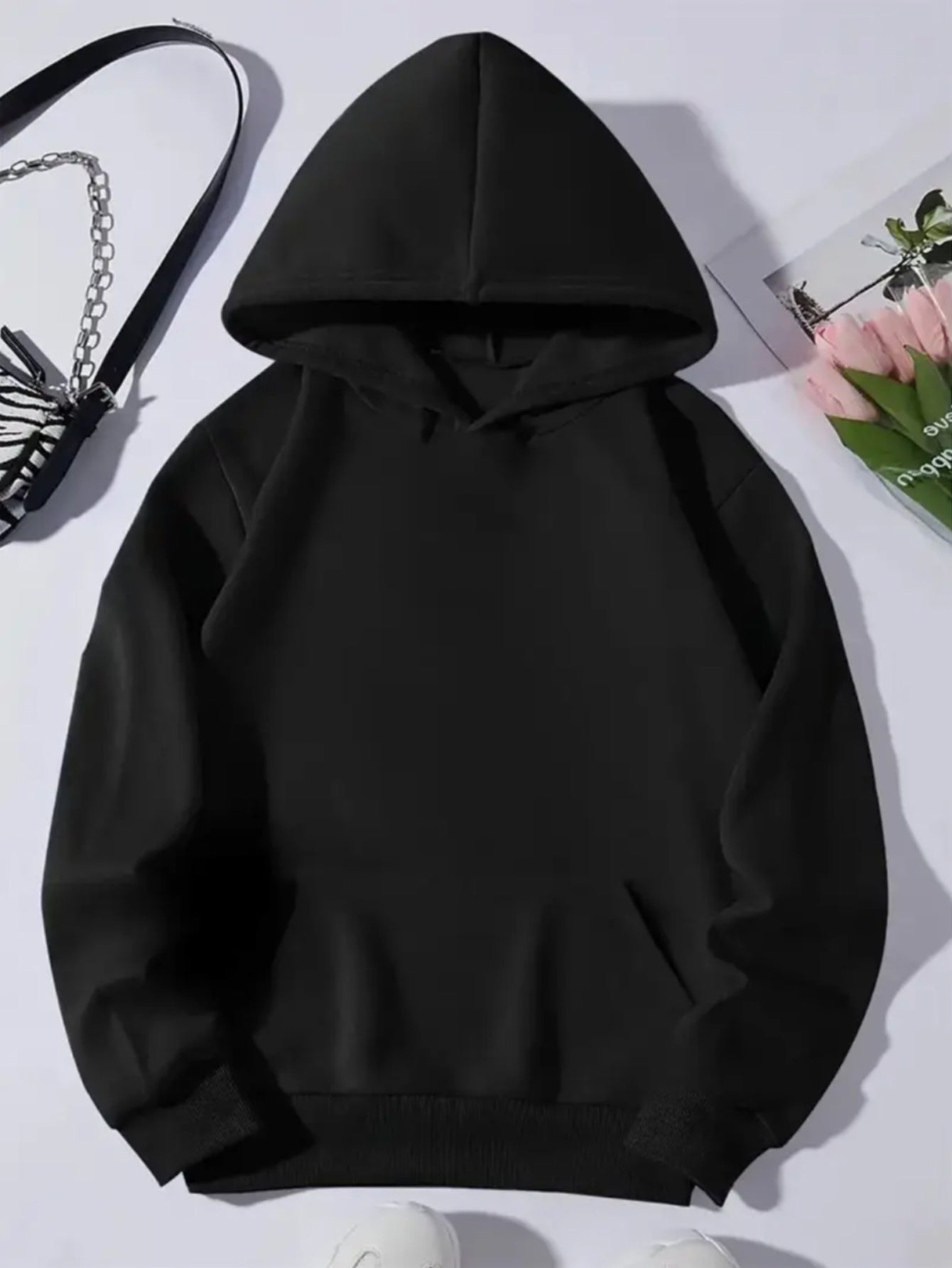 Y2K-Inspired '90'S Baba' Graphic Print Hoodie for Women - Casual Long Sleeve, Kangaroo Pocket, Drop Shoulder Design, Street Style, Machine Washable, Perfect for Spring & Summe