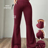 Women's High-Waisted Flare Pants | Burgundy Polyester-Spandex Blend | Stretchy, Non-Transparent | Machine Washable & Dry Clean Safe | Casual Style for All Seasons | Comfort Fit with Elastic Waistband, High Waisted Leggings