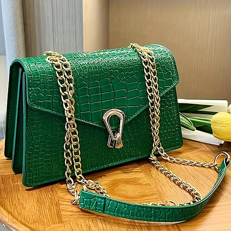 1 Women'S Fashion Rose Red Snake Pattern Crossbody Bag, Simple and Mature Style Handbag, Suitable for Daily Commuting and Holiday Parties