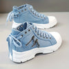 Women’s High Top Sneakers – Lace-Up Casual Sports Shoes with Side Zipper, Plus Size, Breathable Fabric Upper, All-Season Street Style Trainers
