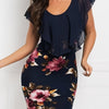 Vibrant Floral Print Ruffle Trim Bodycon Mini Dress - Scoop Neck, Short Sleeve, Casual Beach Summer Wear - Women's Fashion Clothing for Warm Weather