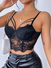 New Sexy Low-Cut Fishbone Eyelash Lace Perspective Backless Sling Corset Top