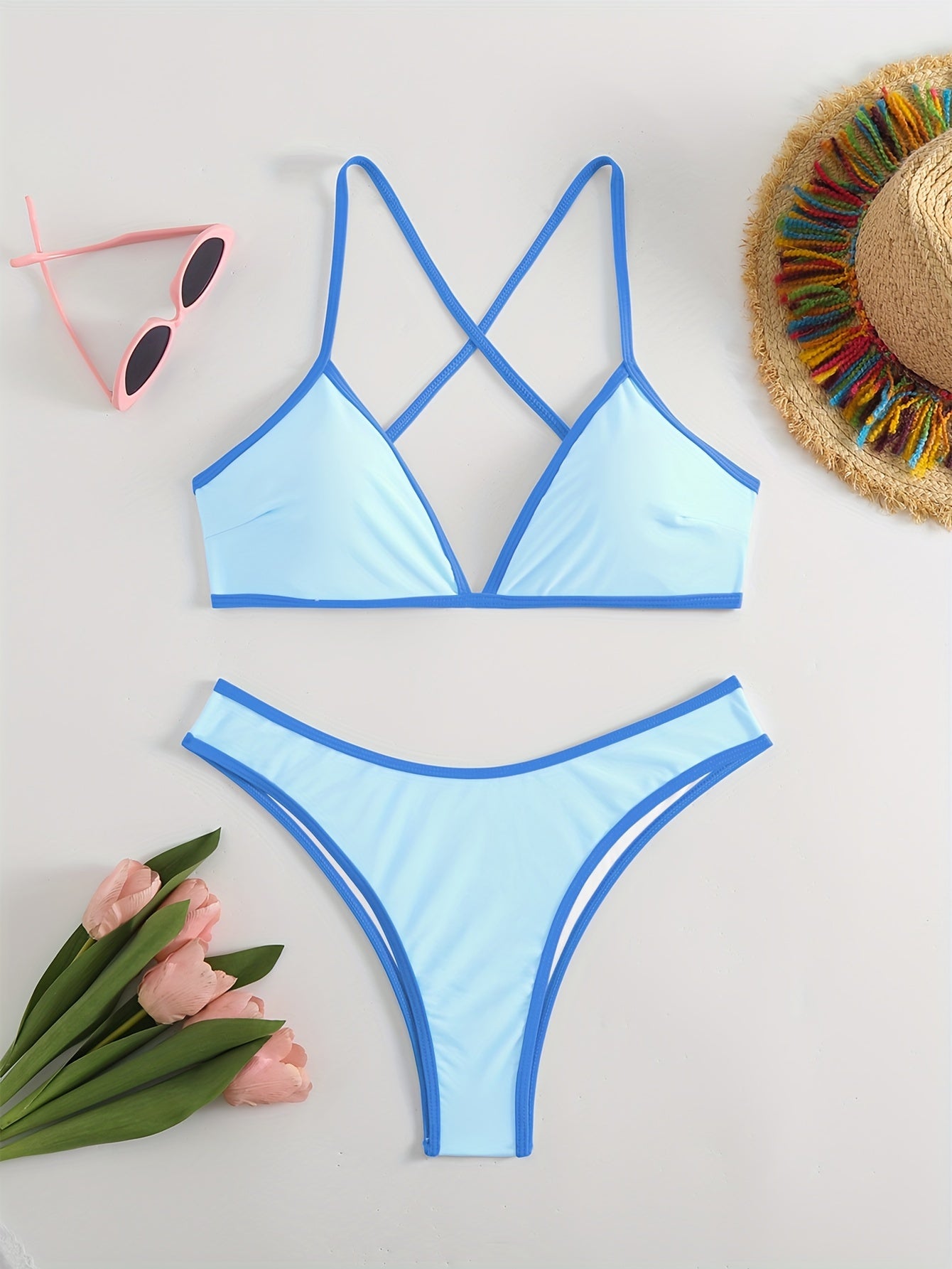 Women fashion swimsuit Sexy bikini Sport style Simple classic beach vacation photo bikini