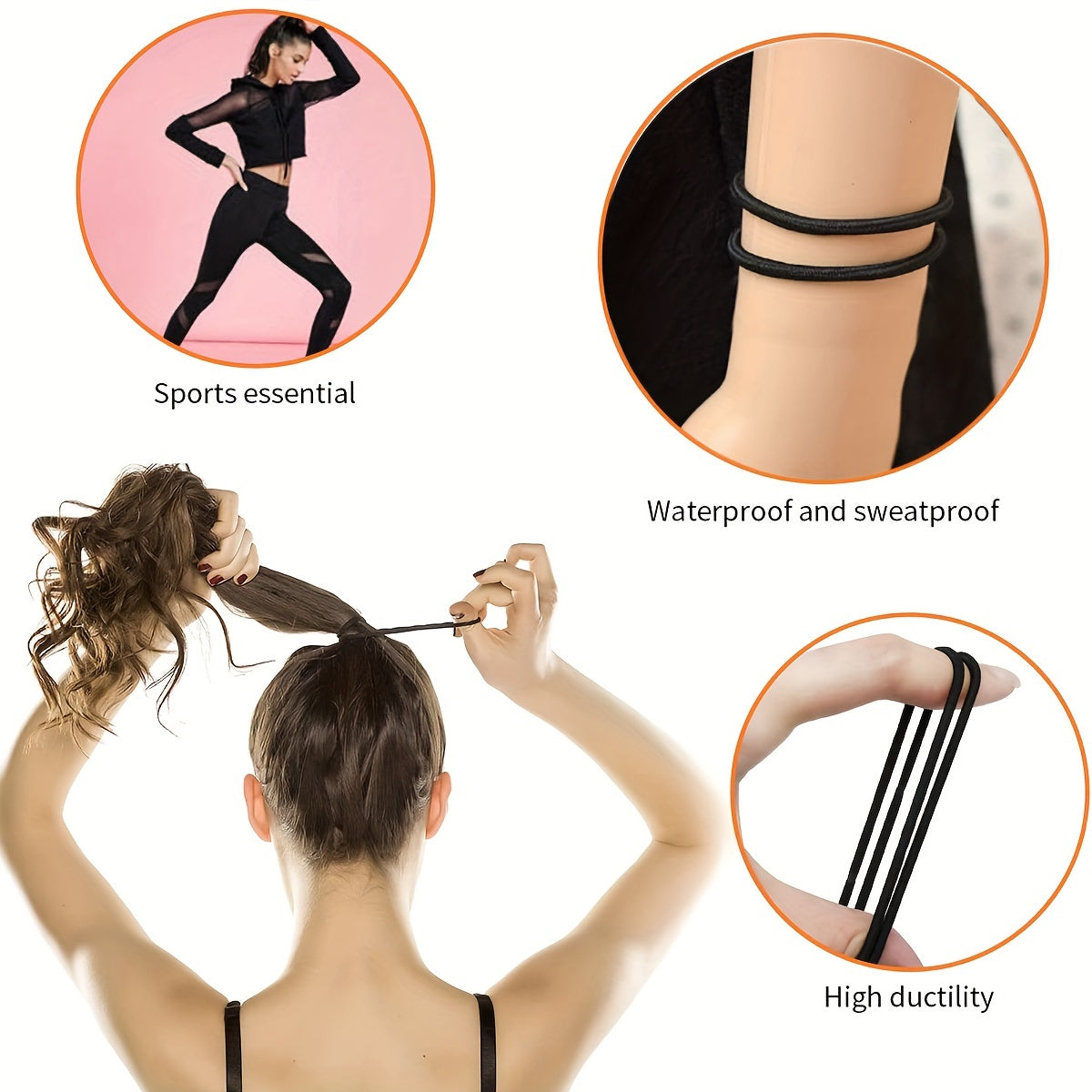 20/30/50pcs Women's Simple Basic Elastic Hair Band Hair Ring, 4mm Durable Ponytail Hair Rope, Suitable for Thick Hair, Curly Hair and All Hair Types