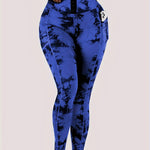 Tie Dye Tummy Control Fitness Gym Sports Leggings, High Waist Yoga Workout Running Butt Lifting Tight Pants, Women's Activewear Wide Waistband