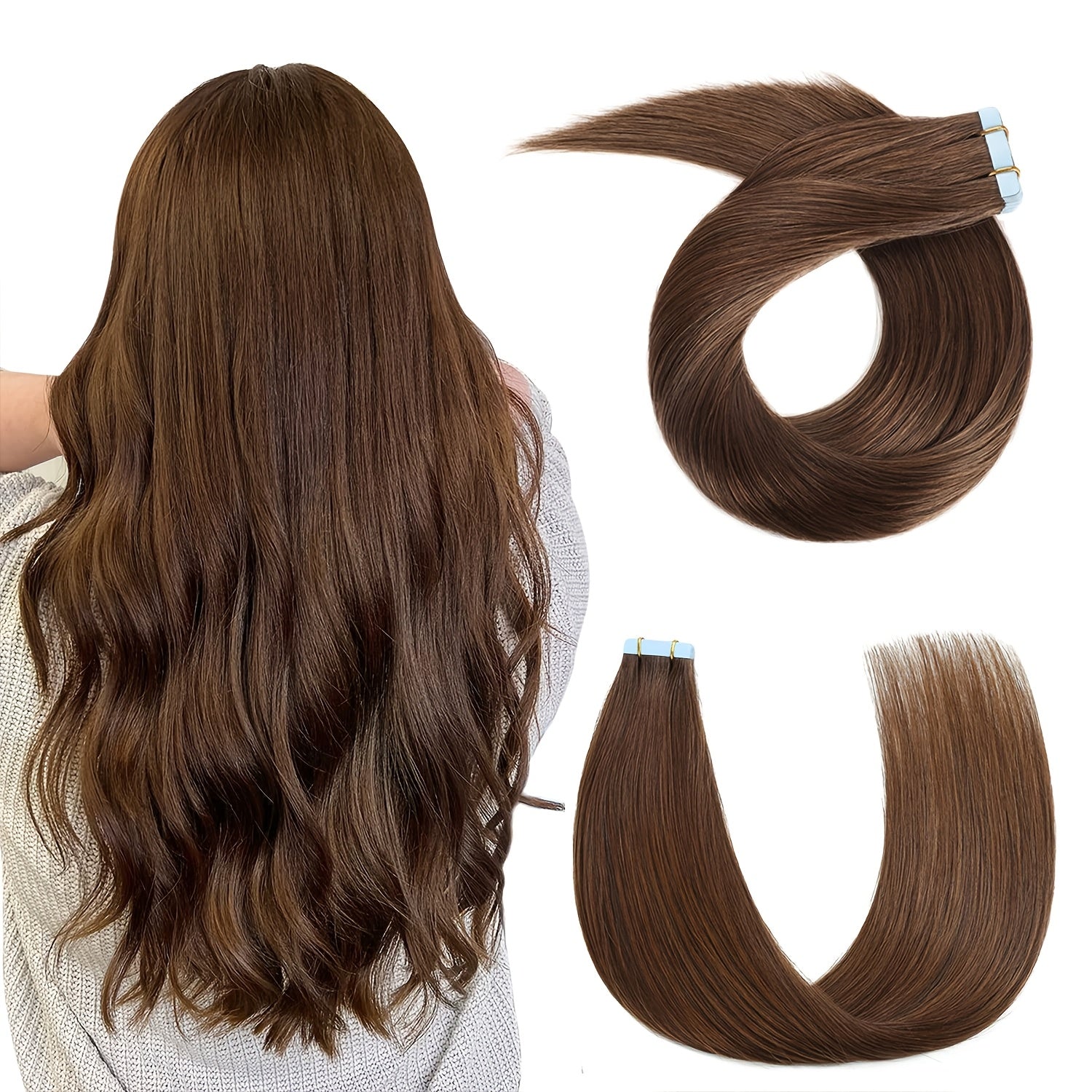 18inch-26inch Tape In Hair Extensions Human Hair 20pcs/Pack Remy Straight Invisible Tape Adhensive Hair Extensions Suitable For All People