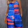 Women's Elegant Off-Shoulder Striped Romper with Pockets - Smooth Polyester Fabric, Micro Elasticity, Detailed Neckline | Vibrant Spring/Summer Fashion | Machine Wash