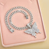 Hiphop Butterfly Pendant Necklace Setanimal themed jewelry Y2K style zinc alloychain with synthetic stone and setaperfect for parties, music festivals andValentine's Day gifts Fashion jewelry