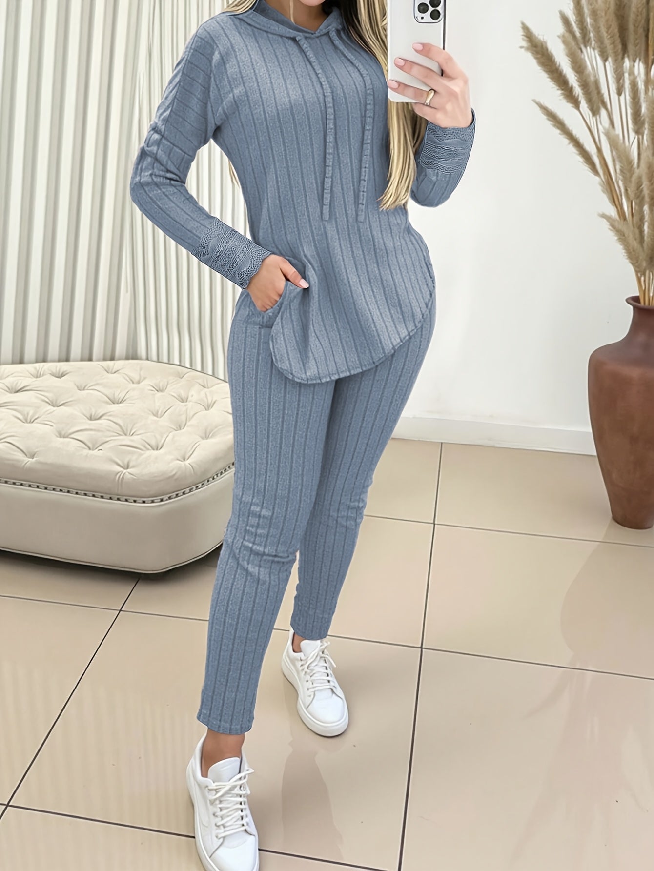 Elegant Directional Women'S Casual Hoodie And Pants Set