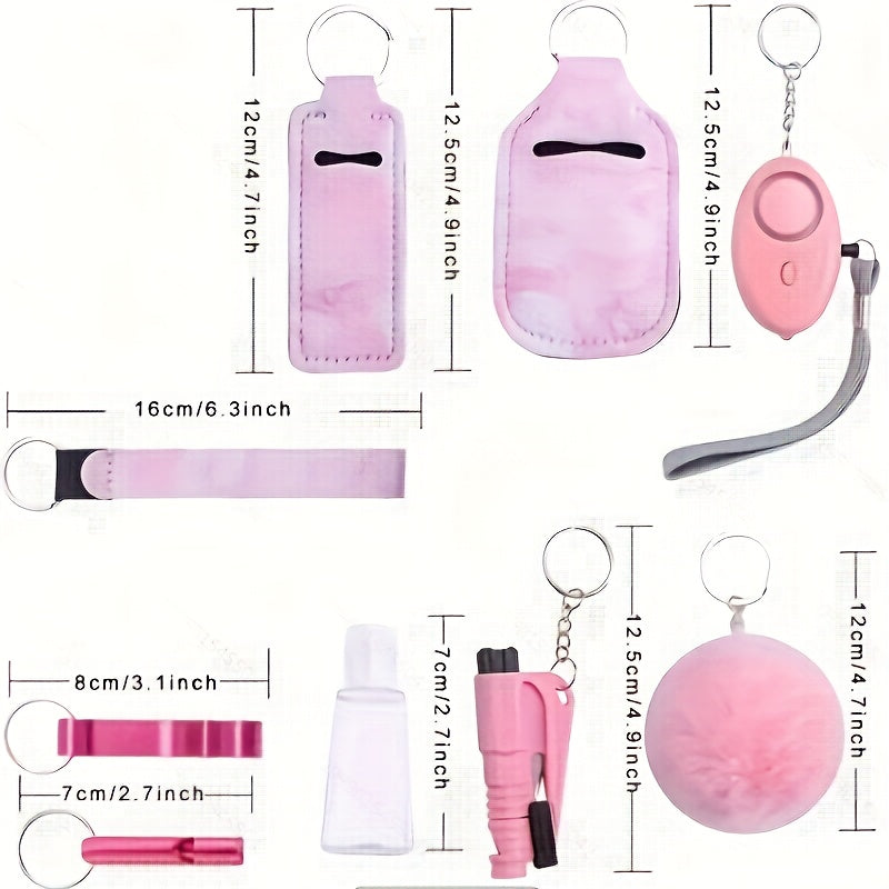 9pcs Ultimate Safety Keychain Set - Keychains with Personal Alarm, Self-Defense Security Accessories, and Stylish Design for Women's Daily Protection and Peace of Mind