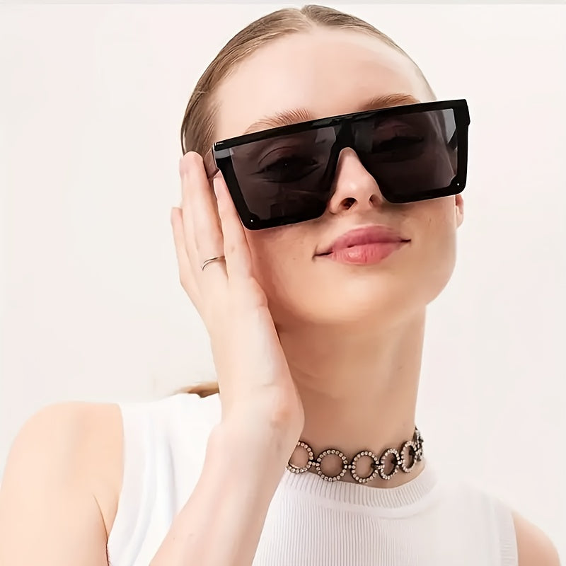 1 Pair Of New Europe And The United States Large Frame Women Men's High-end Fashion Glasses, The Perfect Gift for Friends, with Glasses Cloth Glasses Box, Fashion Glasses Storage Box.