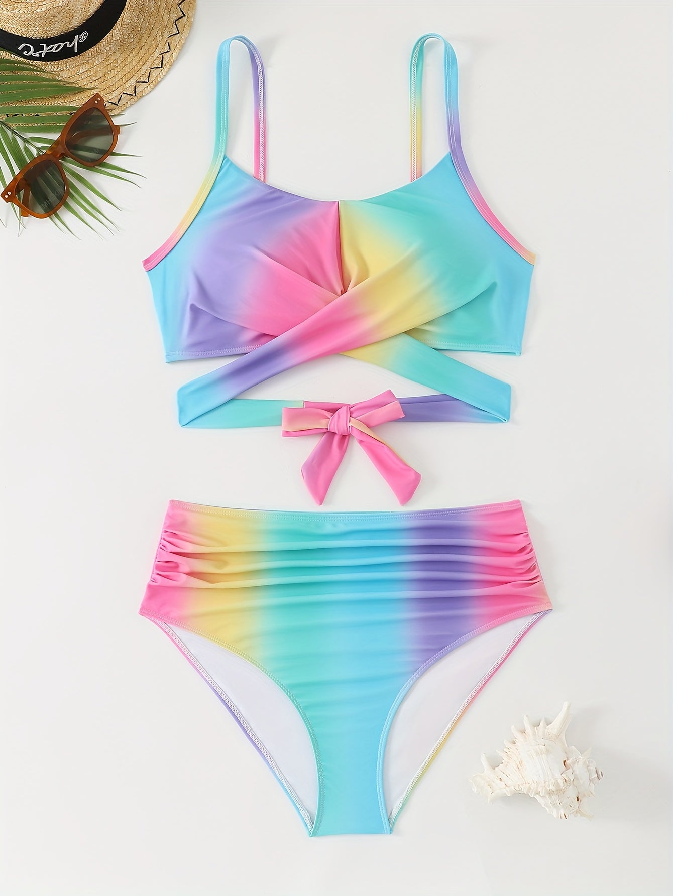Women's Large Size Candy Color Separated Bikini Swimsuit