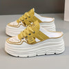 Comfortable Breathable Women's Platform Mule Sneakers, Casual Cutout Design Lace Up Summer Shoes