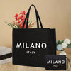 Milano Italy Black Tote Bag with "Milano Italy" Print - Durable Polyester, Perfect for Birthdays, Beaches, Holidays - Ideal Gift for Mothers, Teachers, Friends, and Students, Beach Tote Bag|Stylish Tote Bag|Durable