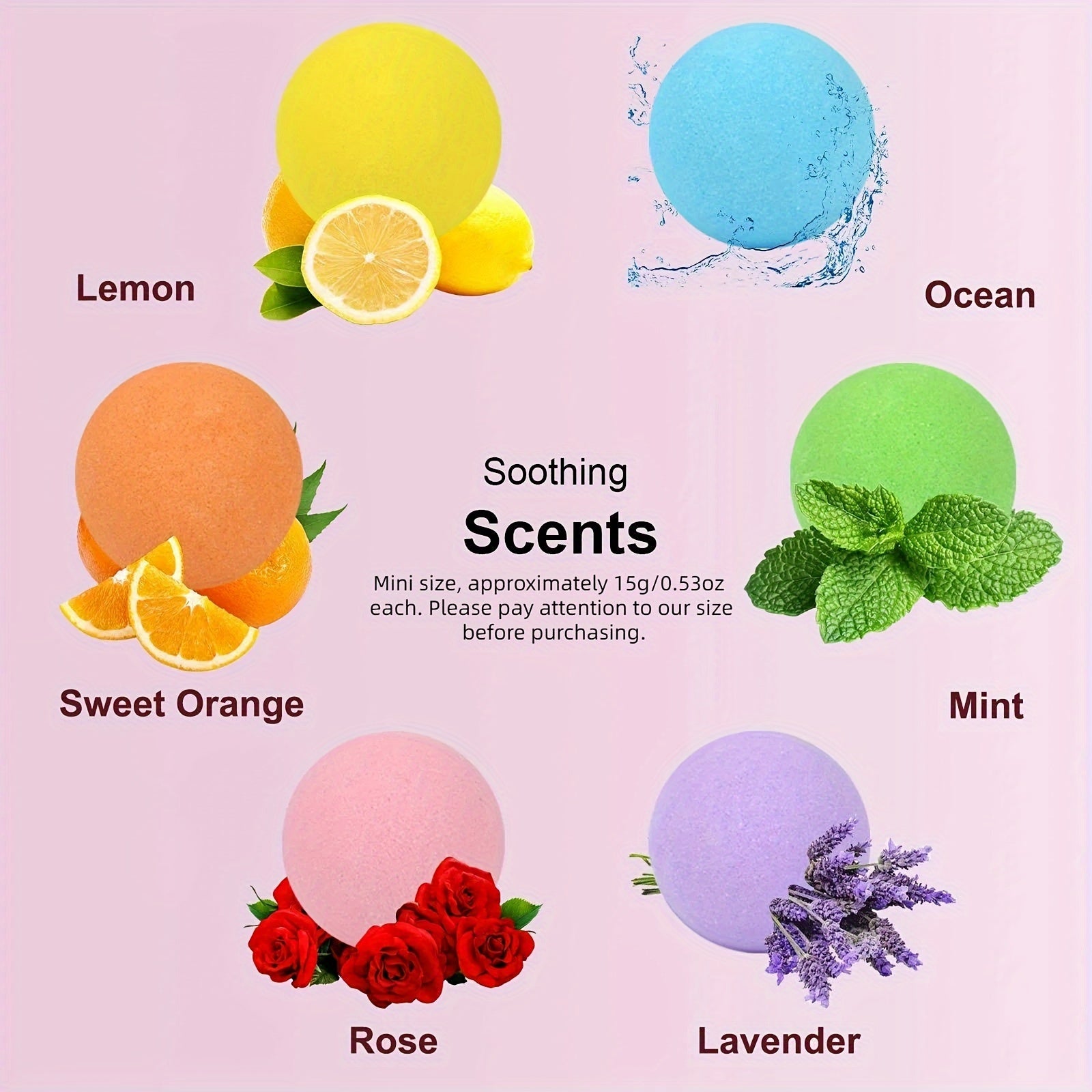 60pcs Mini Bath Bomb Gift Set - 6 Scents, 6 Colors, Perfect for Valentine's, Mother's Day & More - Ideal for Travel & Relaxation