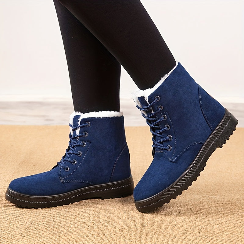 Women'S Plus Size Winter Boots - Warm Lined, Short, Round Toe, PU Sole, Warm & Stylish Outdoor Boots for Cold Weather, Winter Boots|Faux Fur Lined Boots|Sturdy Construction, Winter Boots