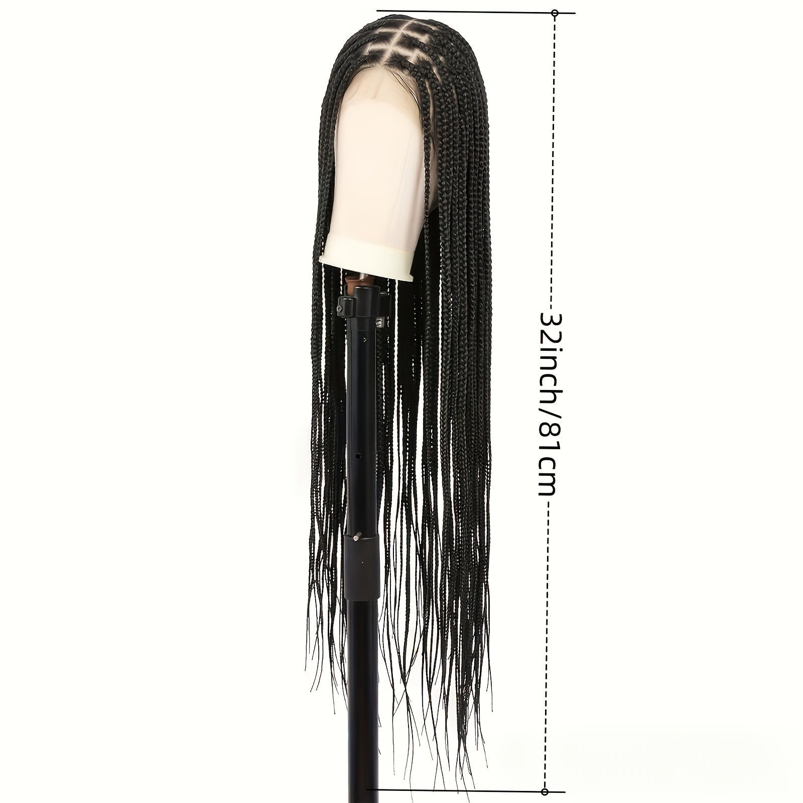 Latest Style Full Double Lace Front Braid Wig for Women - Hand Braided, Knotless Cornrow Braids, Blended Black Hair, Natural Looking, Breathable, Comfortable