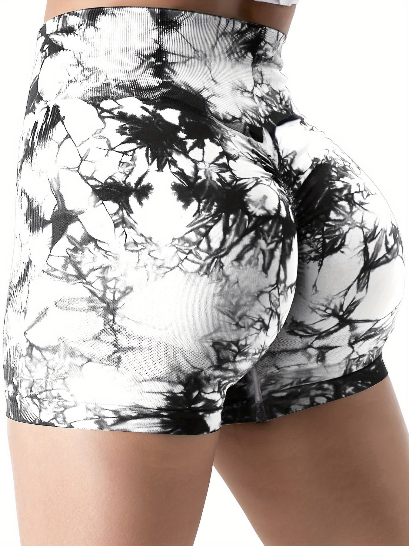 Set Of 7 High Waist Belly Control Shaping Shorts, Tie-dye Yoga Peach Hip-lifting, Compression Fit For Gym And Outdoor Summer Activities, Multi-color Combination Set