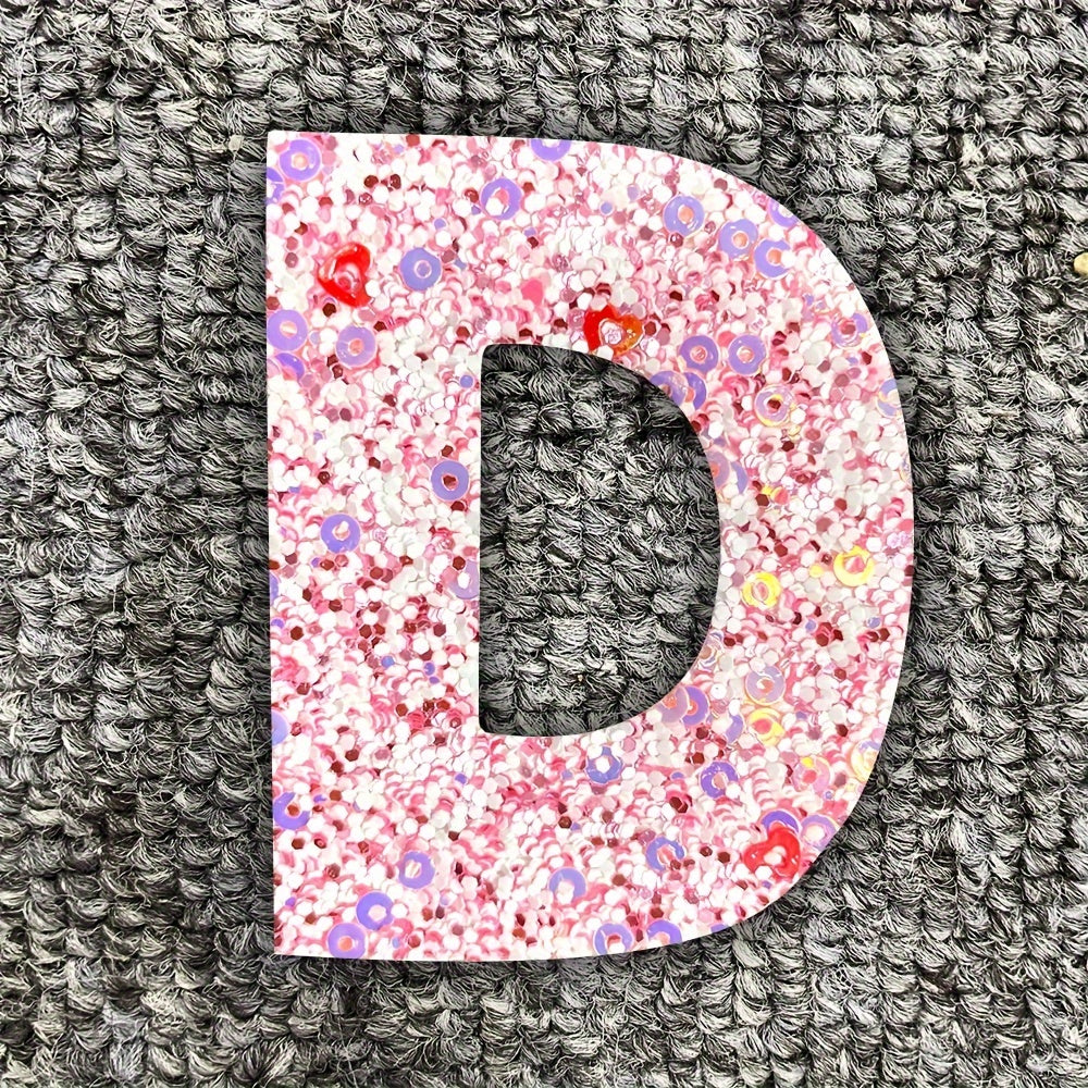26pcs Pink & Purple Sequin Alphabet Iron-On Patches with Floral Designs – Glittery DIY Decorative Letters for Jeans, Jackets, Bags, Hats, and Clothing Backpacks