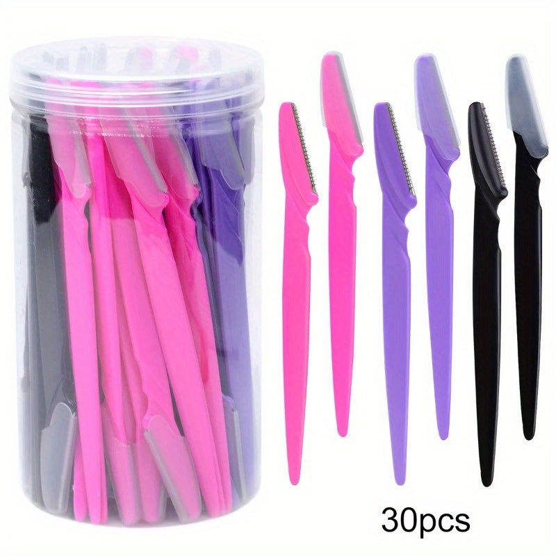 Set of 30pcs Eyebrow Pet Scissors Suit, Stainless Steel Blades, Portable Face Trimmer for Eyebrow Trimming and Hair Removal, Safe Grip Beauty Tools