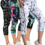3pcs High Waist Yoga Capris Pants For Women, Tummy Control Workout Capri Leggings With Pockets, Fitness Running Capri Pants