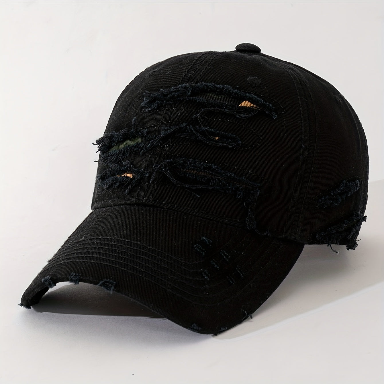 1pc Simple Polyester Baseball Cap, Embroidered Patches, Hole, Washed, Lightweight, Non-Stretch, Hand Wash or Professional Dry Clean, Solid Color, Spring Festival Valentine'S Day Gift