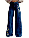 Imitation Jeans Wide Leg Versatile Flared High Waisted 3D Printed Women'S Baggy Pants Abstract Geometry Element A Line Hanging Feel Casual Comfortable Loose Floor Length Pants Spring Autumn Polyester Y2K