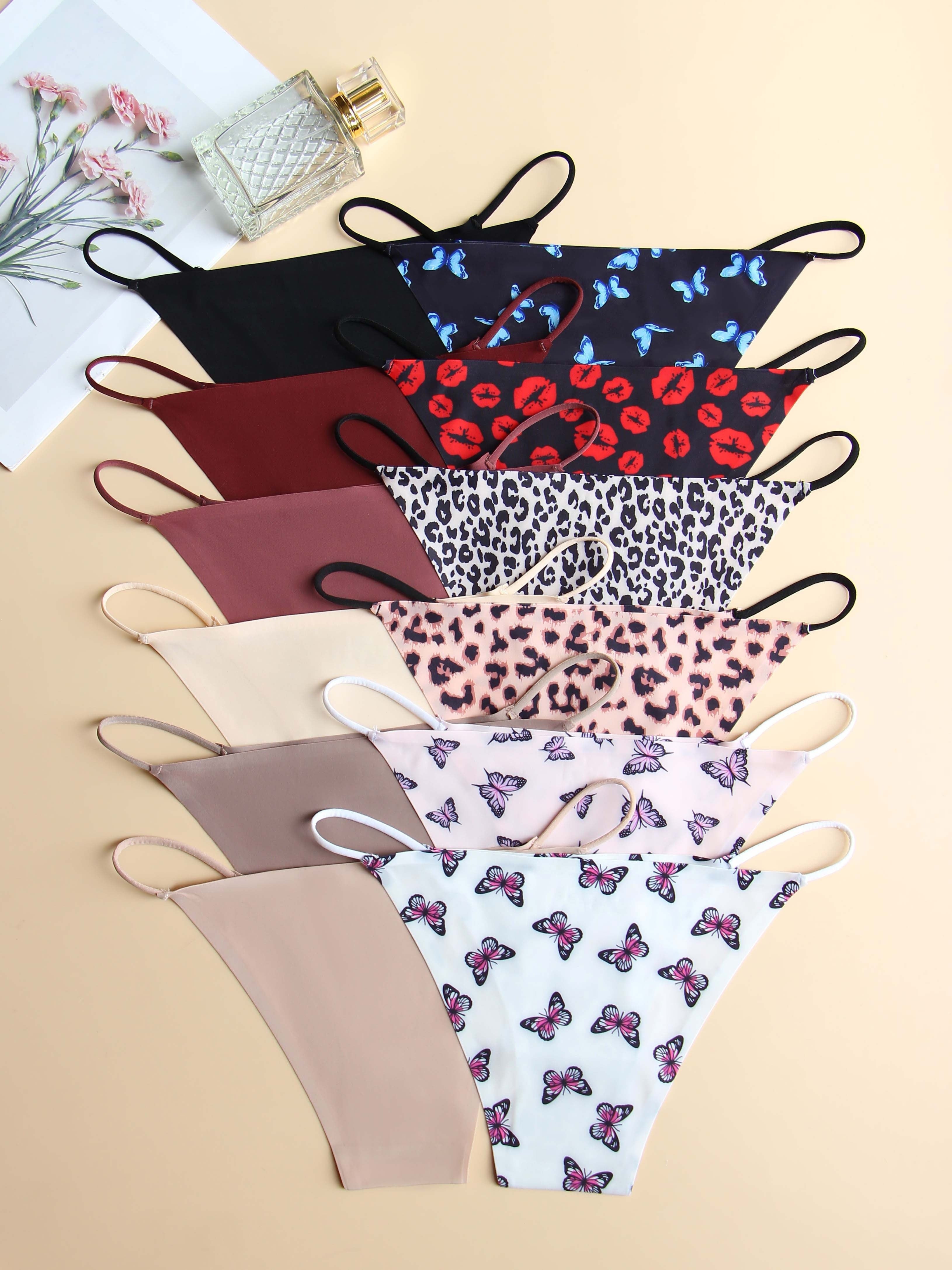 12pcs Solid Seamless Allover Print Briefs, Sexy Comfy Breathable Stretchy Intimates Panties, Women's Lingerie & Underwear