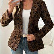 Women's Casual Retro-Inspired Solid Color Short Blazer - Olive Green H-Silhouette Long Sleeve Jacket with Single-Button Closure, Lightweight Spring/Fall Versatile Outerwear for Dresses & Jeans, Professional Attire | Hsilhouet