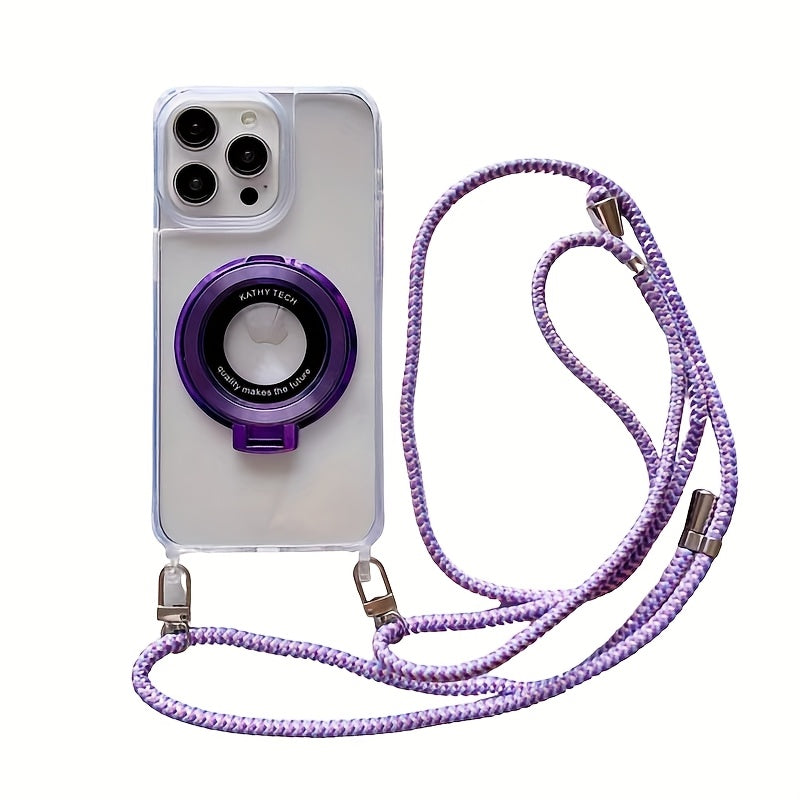 Acrylic transparent integrated stand with string crossbody phone case is suitable for Apple 16 all-inclusive drop resistance