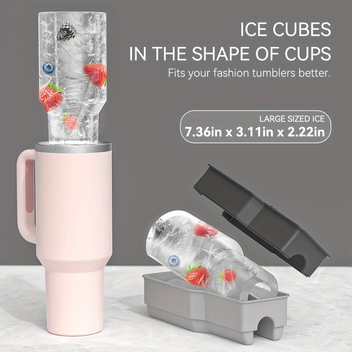 1pc Silicone Ice Cube Tray for Cup - Fits 40oz Tumbler with Lid, Perfect for Cocktails, Whiskey, Juice, and Iced Drinks, Easy-Release Mold for Customizable Ice Cubes