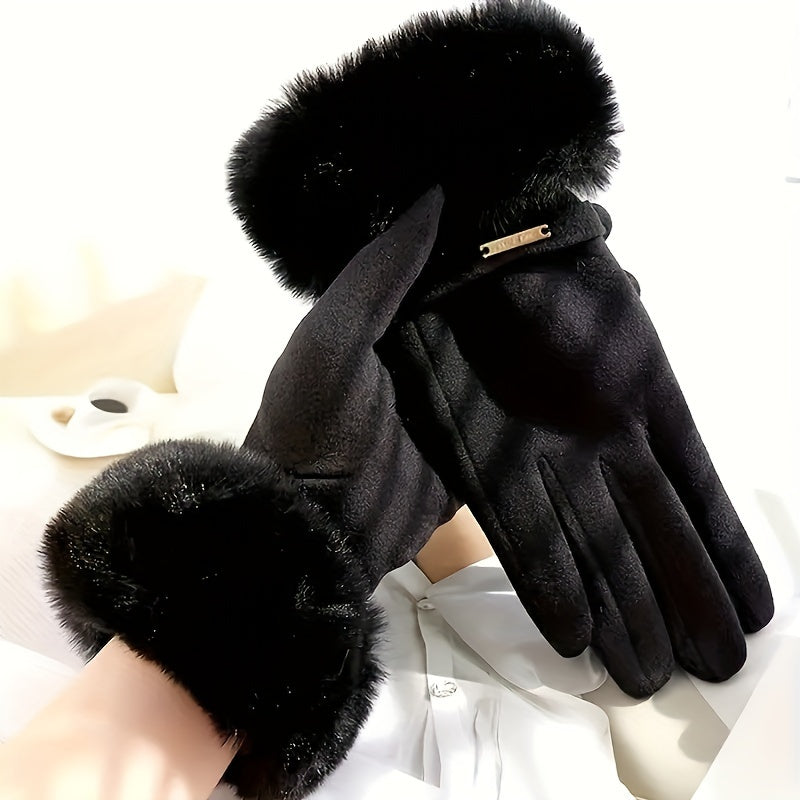Plush Furry Cuff, Double-Layer Thick Insulation, Windproof & Warm, Ideal for Outdoor Activities & Cycling, Available in Pink/Purple/Blue/Gray
