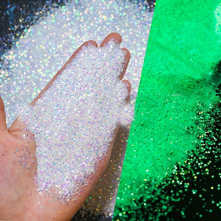 Glow-in-the-Dark Nail Powder - Blue & Green Luminous Pigment Dust, Odorless Phosphor Glitter for Stunning Manicures