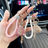 Elegant Alloy & Rhinestone-Encrusted Dollar Sign Keychain with Braided Rope - Sparkling Charm for Car Keys, Bags & Wallets - Ideal Birthday Gift