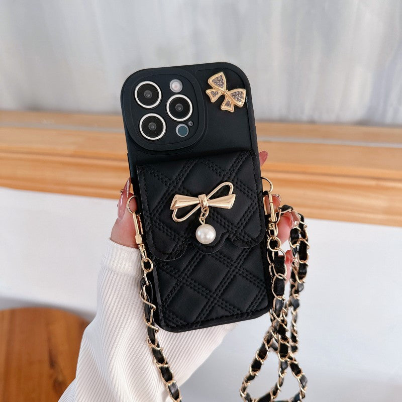[1pc Minimalist Phone Case with Card Holder] Stylish And Minimalist Card Holder Lanyard Phone Case for Iphone 11, 12, 13, 14, 15, 16 Pro Max Plus, Fully Protective And Shockproof.
