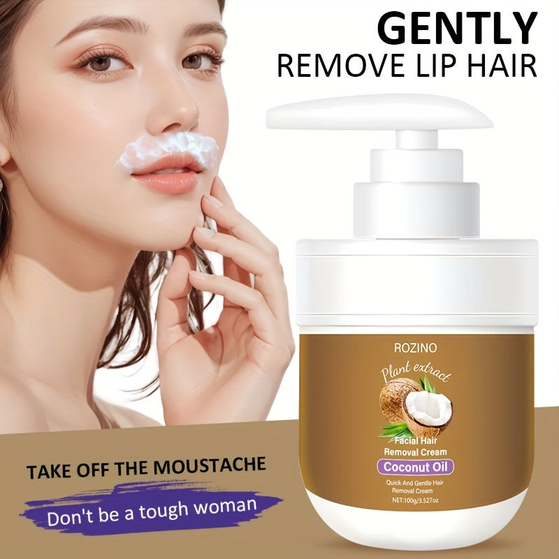 ROZINO Coconut Hair Removal Cream – Fast-Acting, Hypoallergenic Formula for Lips, Legs, Arms & Underarms – Safe for All Skin Types