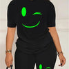 Fashionable Trend Printed Ladies Short-Sleeved T-Shirt Shorts Suit Fashionable Ladies Fashion Casual Suit