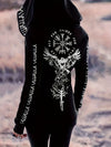 Vintage Gothic Chic Hoodie - Fashion Hoodies - Long Sleeve Drawstring Casual Zipper Sweatshirt with Viking Pattern for Women - Comfortable and Stylish Winter Wear