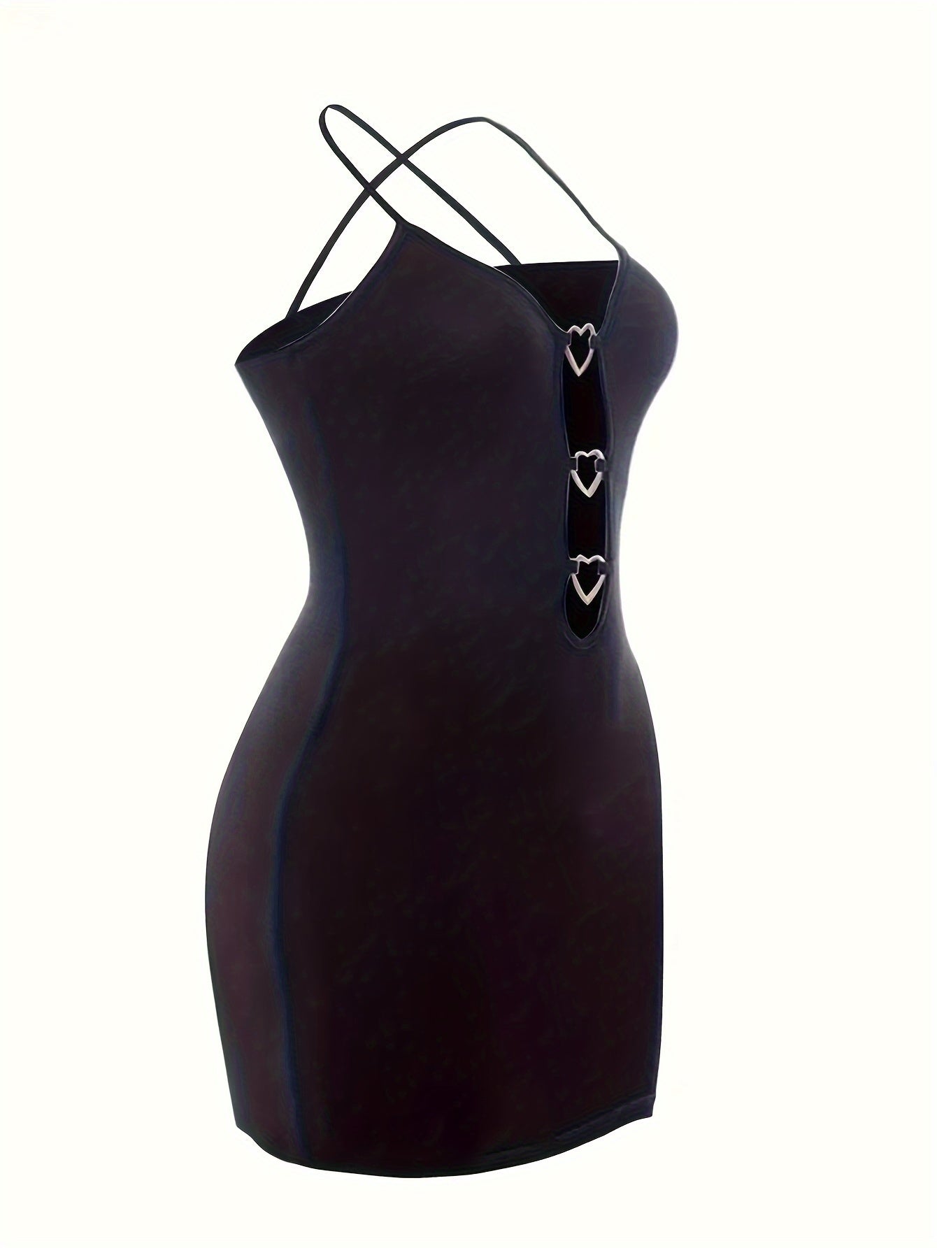 Slim Fit Cut Out Ring Linked Cami Dress - Women's Clothing, Sexy Sleeveless Summer Dress, Spring Fashion, Bodycon, Mini Length, Casual Wear