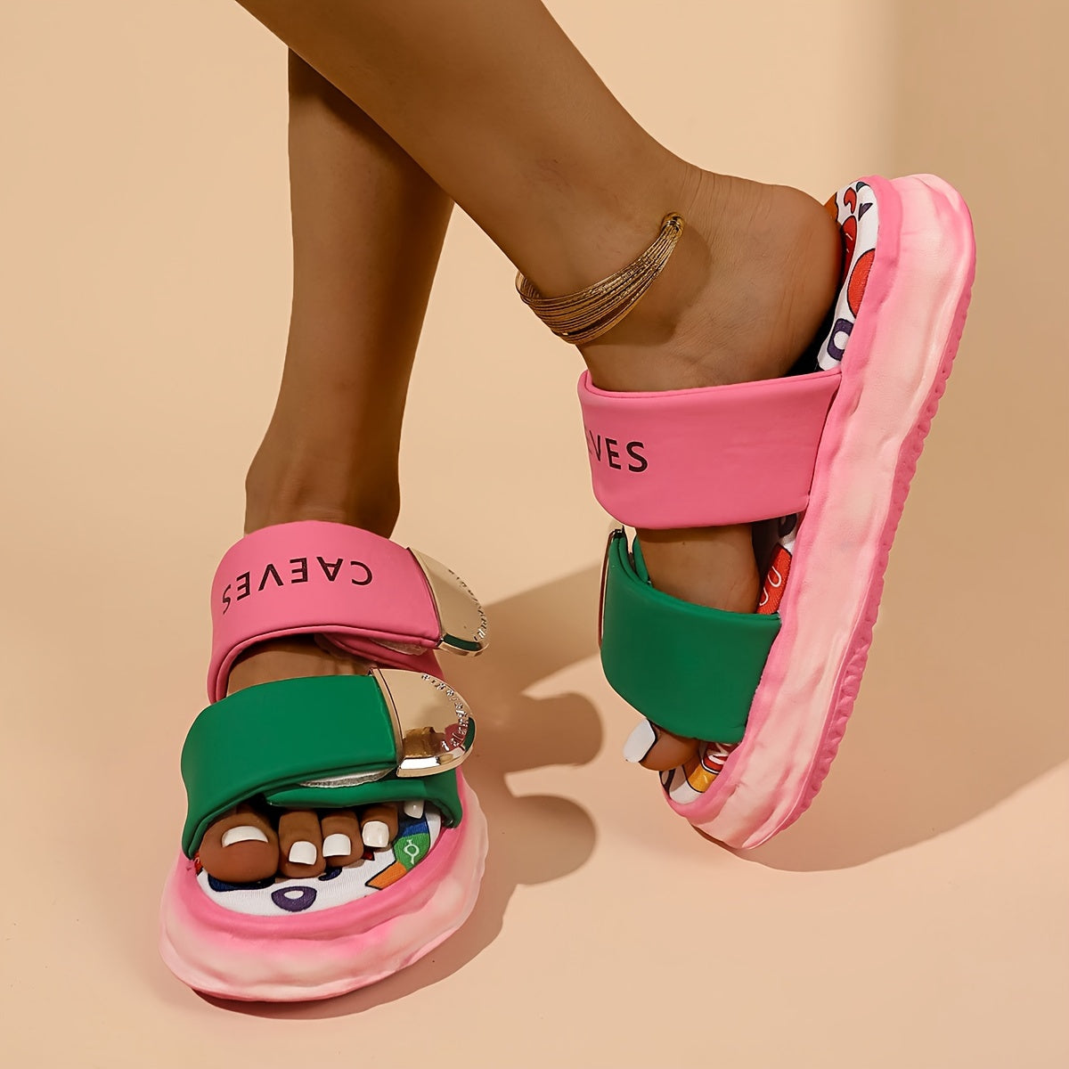 Women's Trendy Platform Sandals, Fashion Open Toe Summer Shoes, Comfortable Double Strap Sandals