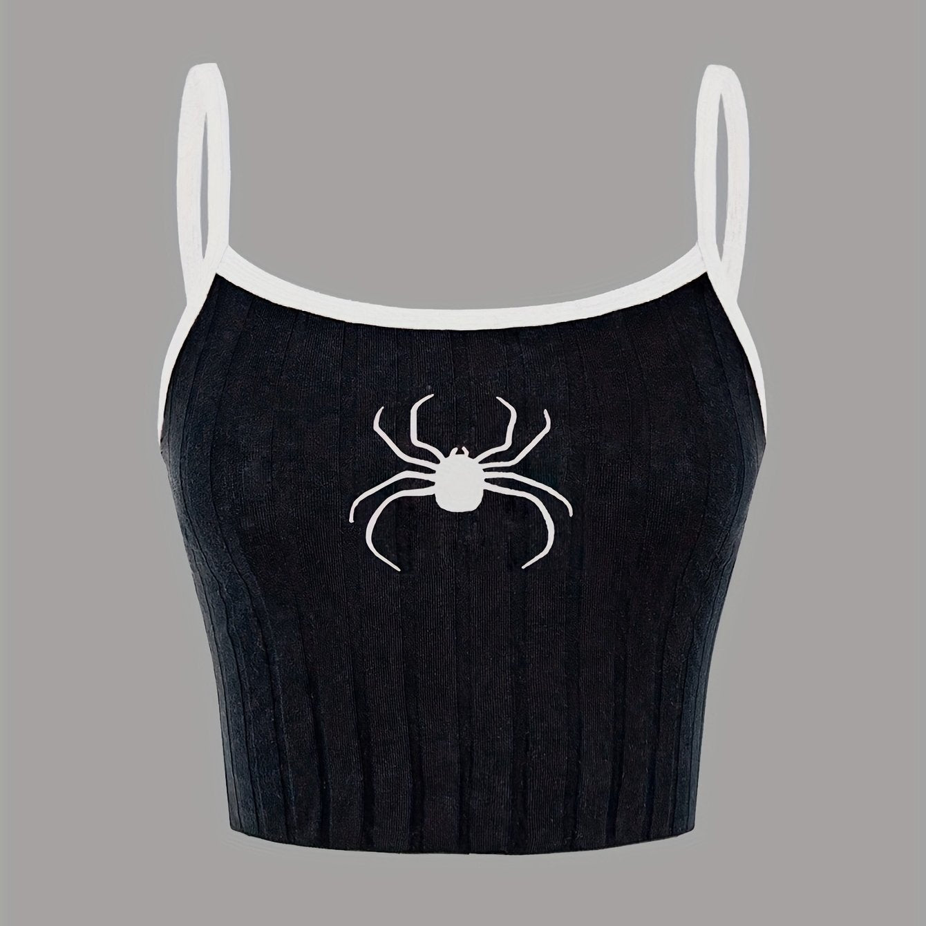 Girls' Butterfly Embroidered Ribbed Cami Top - Stretchy Cotton Blend, Machine Washable - Perfect for Spring/Summer