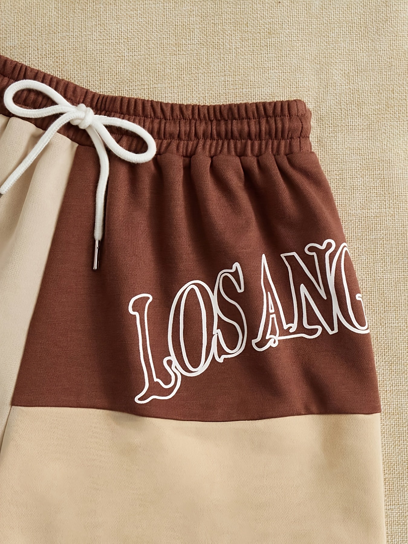 Women'S Stylish Casual Printed Color-Blocked Shorts And Strapless Two-Piece Set