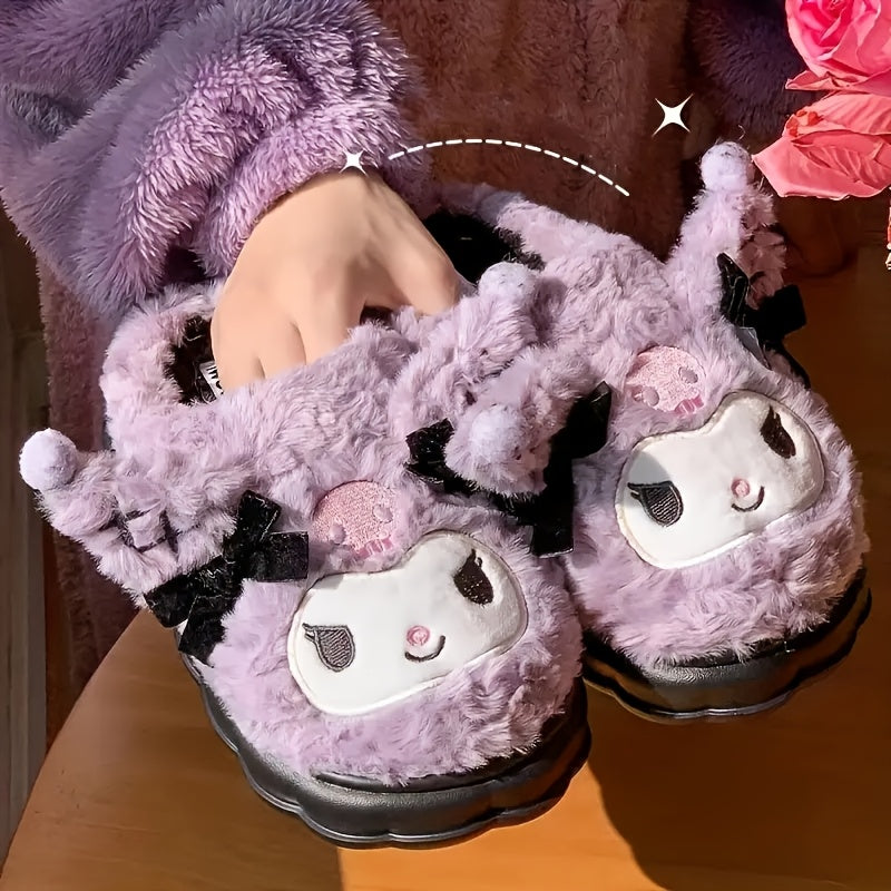 Sanrio Hello Kitty Women'S Cozy Fleece-Lined Winter Slippers, Indoor Warm Slippers, New Year Gift, Non-Slip, Washable, Holiday Present.