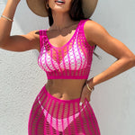 2pcs Sexy Women Fishnet Cover Up Hollow Out Without Bikini For Music festival Vacation See Through Beachwear Summer Vacation See Through Beachwear Summer Holiday