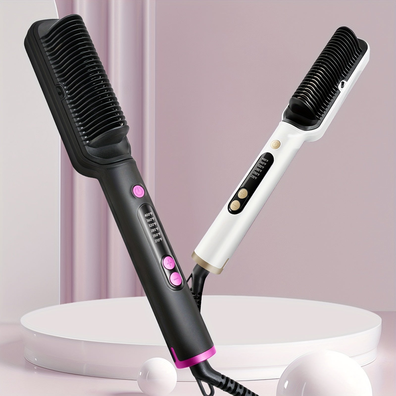 Hair Straightener Brush, Ionic Hair Straightening Brush Flat Iron For Women, Anti-Scald Straightening Comb Fast Heating For Home Salon, Precise Temperature Control And Heats Up Fast, Auto Shuts Off, Christmas, Happy Holidays,