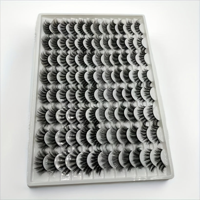 48 Pairs Mixed Style False Eyelashes - Fluffy, Curled, Dramatic 5D Wispy Strip Faux Mink Lashes, Voluminous Black & Light Brown Mix for Long-Lasting Glam