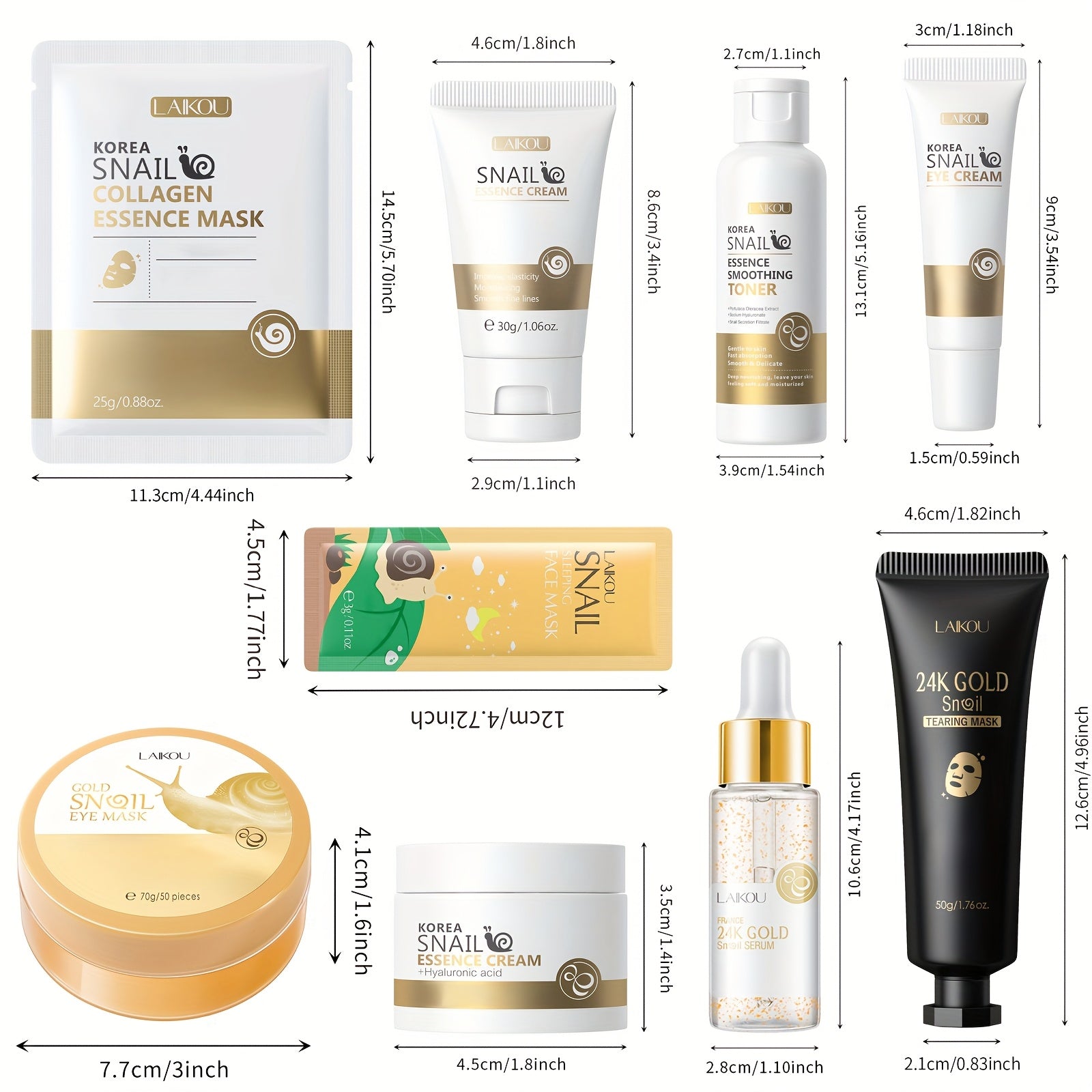 Snail Collagen Skincare Set, Includes A Cleanser, Toner, Serum, Eye Cream, Essence Cream, Eye Mask, Sleeping Face Mask, Tearing-Off Mask And Face Mask, Moisturizing Skincare Set For Women, Perfect Gift For New Year, Mother'S